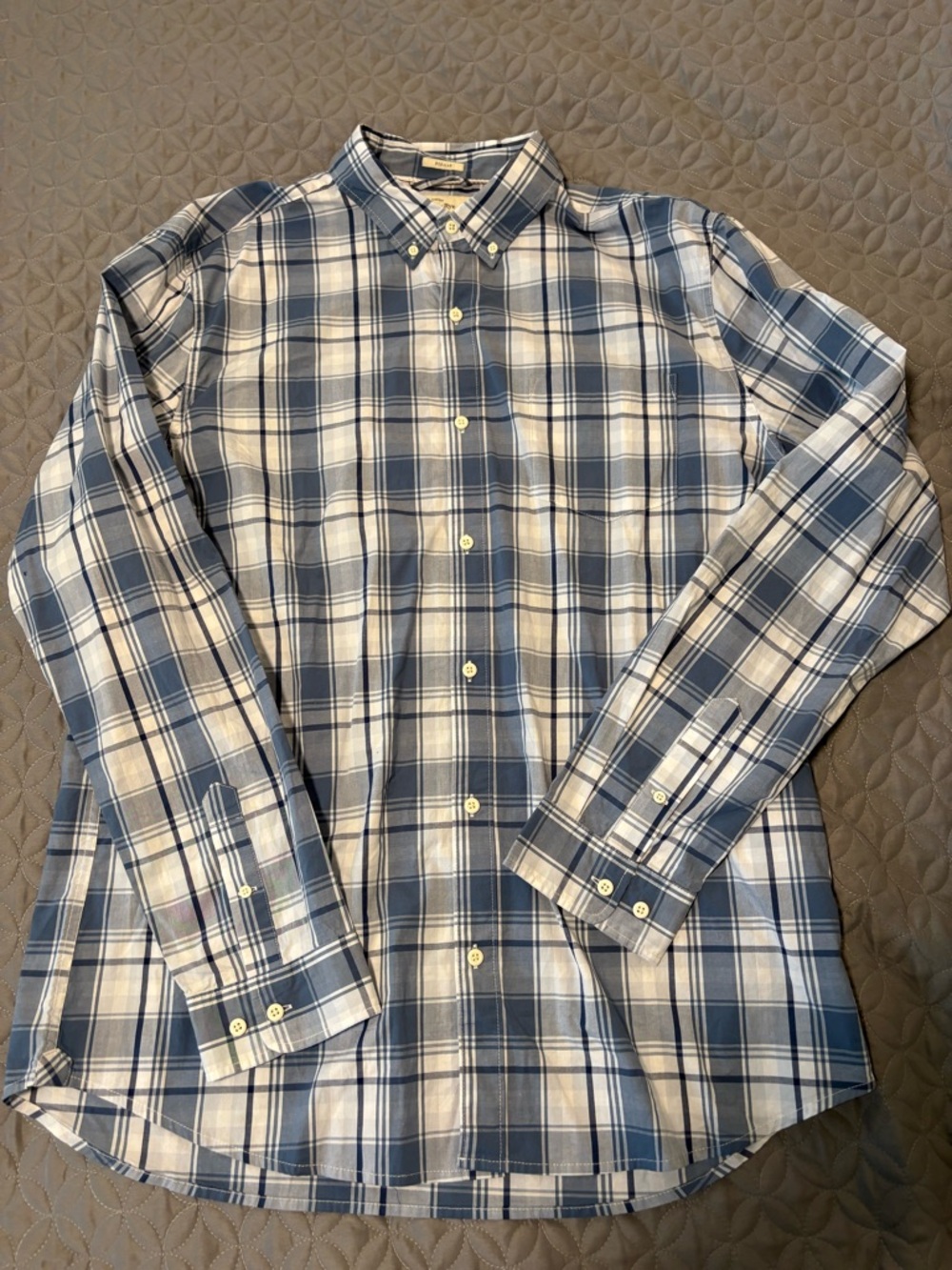 Hawker Rye Men's Long Sleeve Button-Up Shirt XL Tall, Blue White